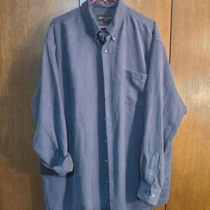Croft & Barrow Navy Suede-like Button-Down Shirt